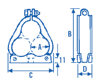 Aluminium Trefoil Cleat, 3x 51-53mmØ